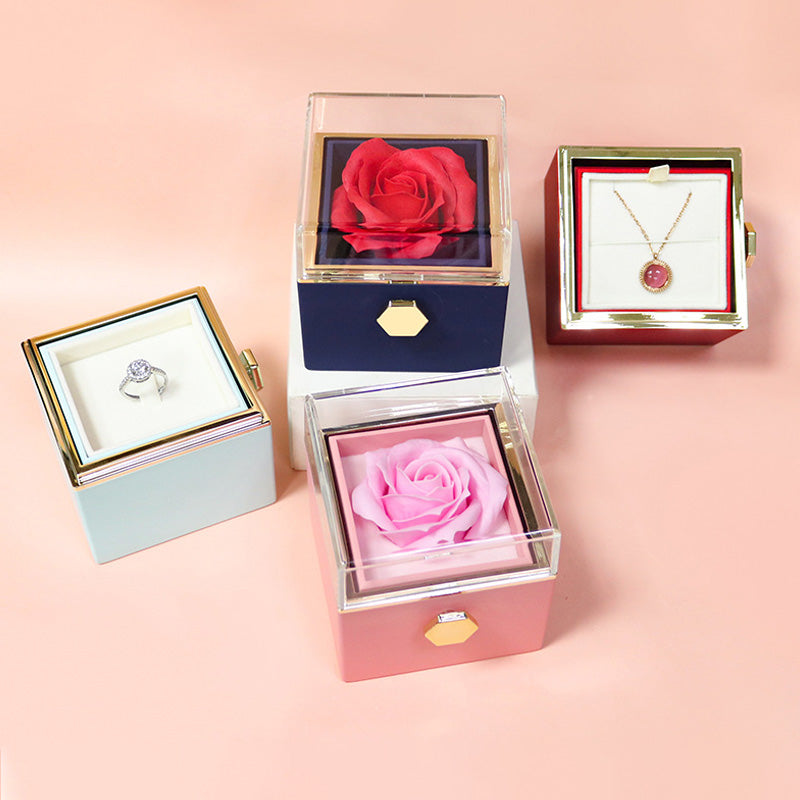 The Eternal Rotating Rose Box + Necklace
