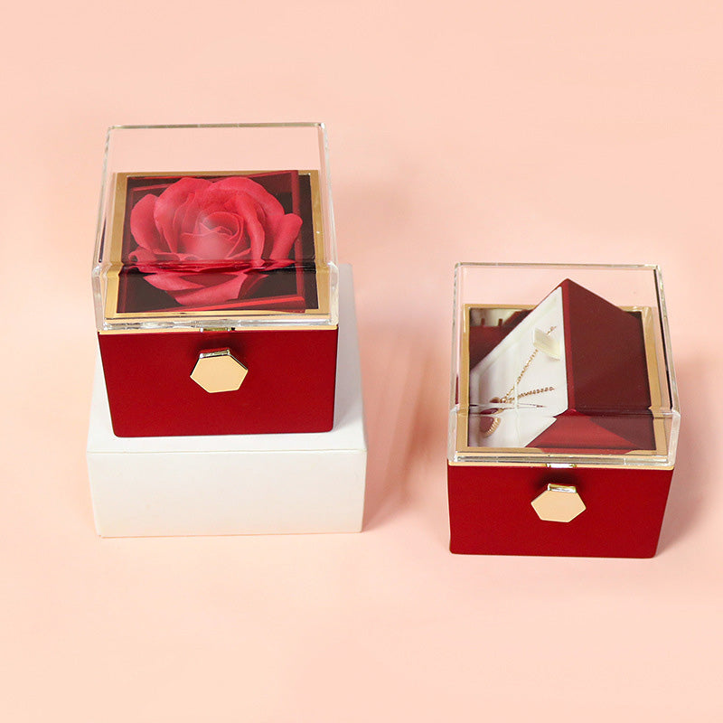The Eternal Rotating Rose Box + Necklace