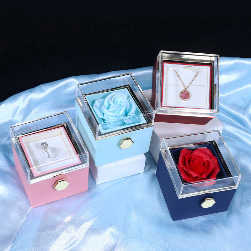 The Eternal Rotating Rose Box + Necklace