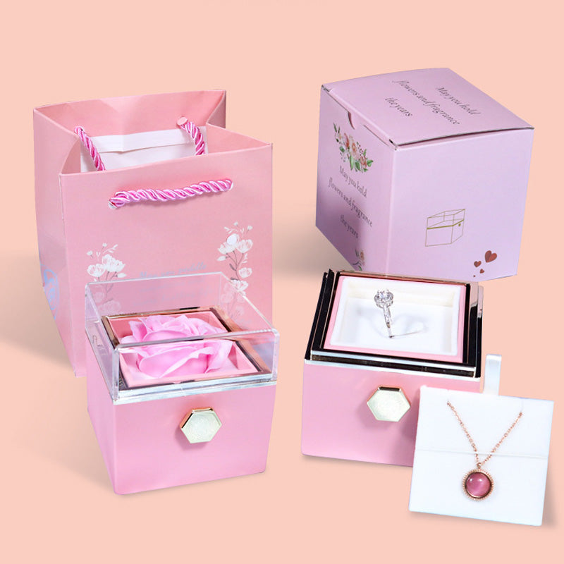 The Eternal Rotating Rose Box + Necklace