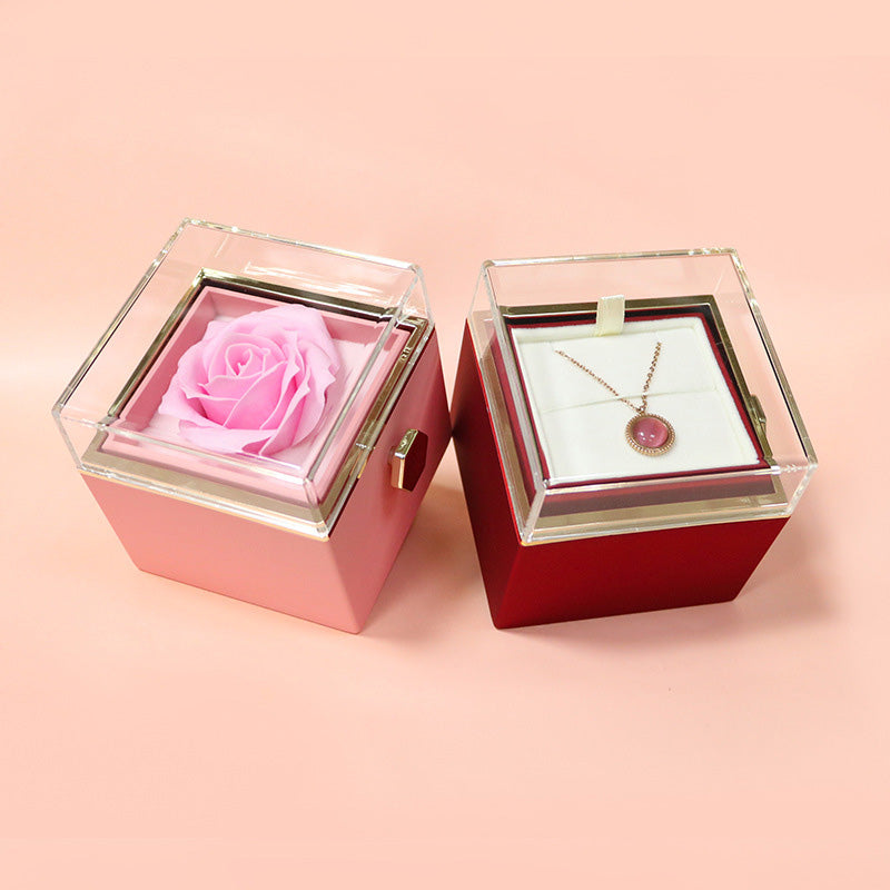 The Eternal Rotating Rose Box + Necklace