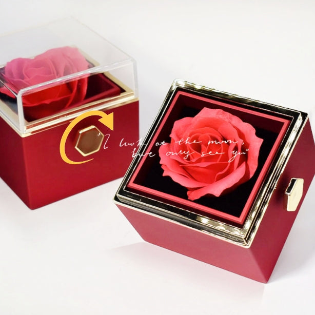 The Eternal Rotating Rose Box + Necklace