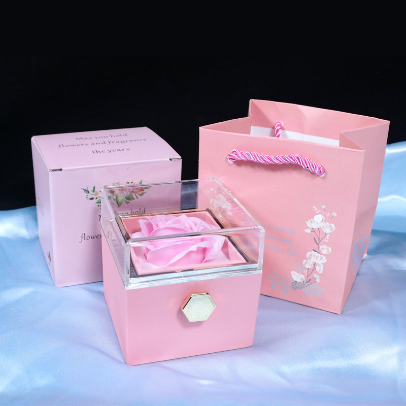 The Eternal Rotating Rose Box + Necklace